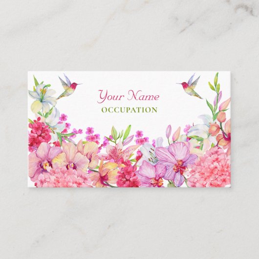 Waterverf Bloemen Vogeltuin Visitekaartje (Voorkant)