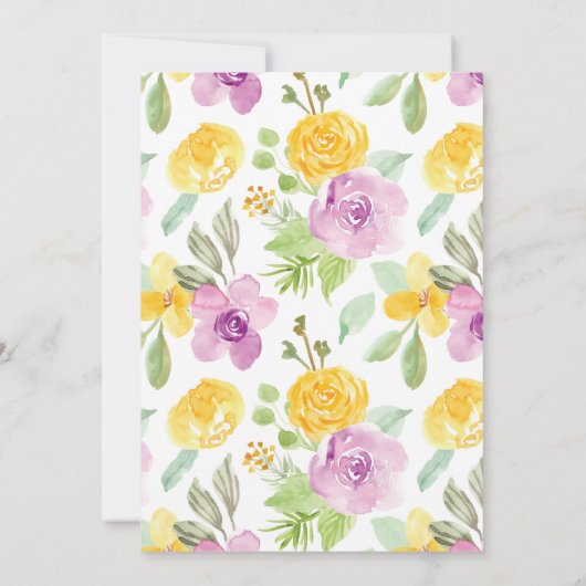 Waterverf Bloemen Voorjaar 11e Verjaardagsfeest Save The Date (Achterkant)