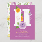 Waterverf Bloemen Voorjaar 11e Verjaardagsfeest Save The Date (Voorkant / Achterkant)