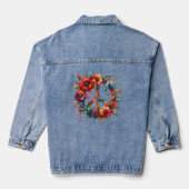Waterverf Bloemen Vredesbord Denim Jacket (Achterkant)