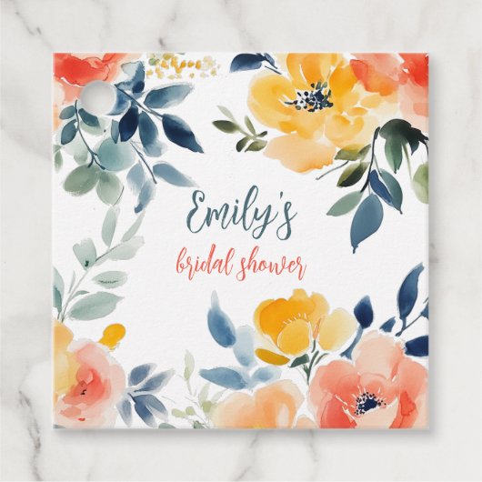 Waterverf Bloemen Vrijgezellenfeest Custom Bedankjes Labels (Voorkant)