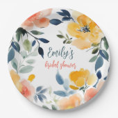 Waterverf Bloemen Vrijgezellenfeest Custom Papieren Bordje (Voorkant)