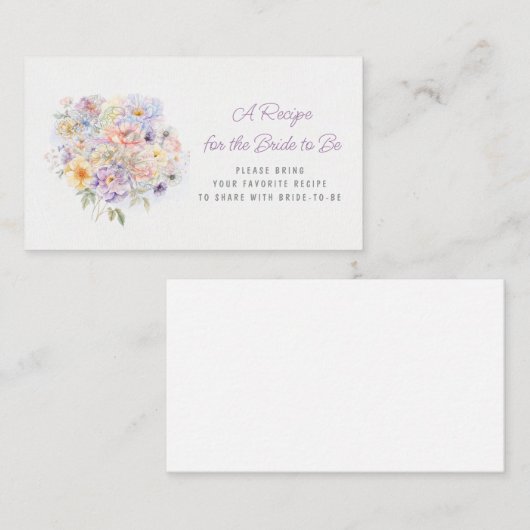 Waterverf Bloemen Vrijgezellenfeest Deel een recep Informatiekaartje (Voorkant / Achterkant)