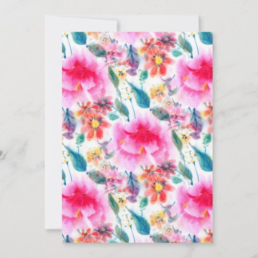 Waterverf bloemen vrijgezellenfeest kaart (Achterkant)