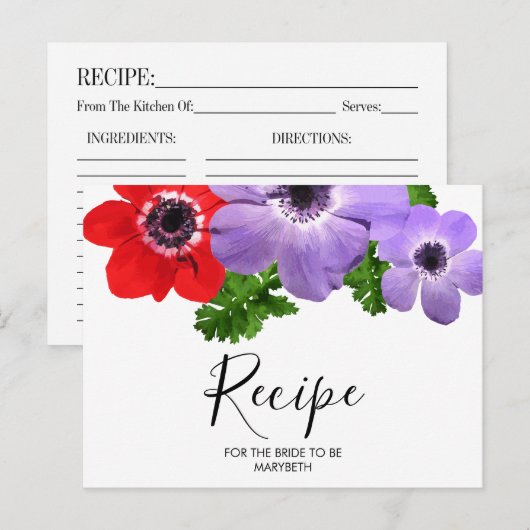 Waterverf Bloemen Vrijgezellenfeest Recept Briefka Briefkaart (Voorkant / Achterkant)