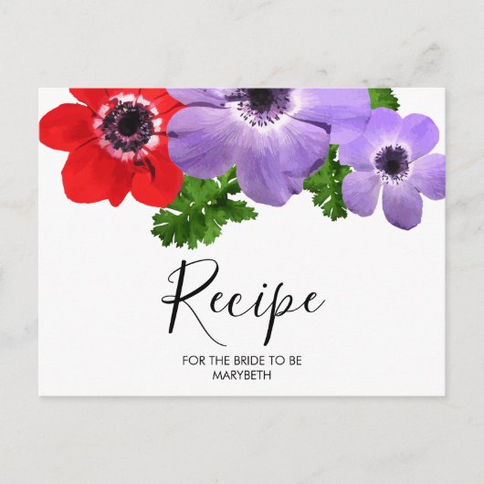 Waterverf Bloemen Vrijgezellenfeest Recept Briefka Briefkaart (Voorkant)