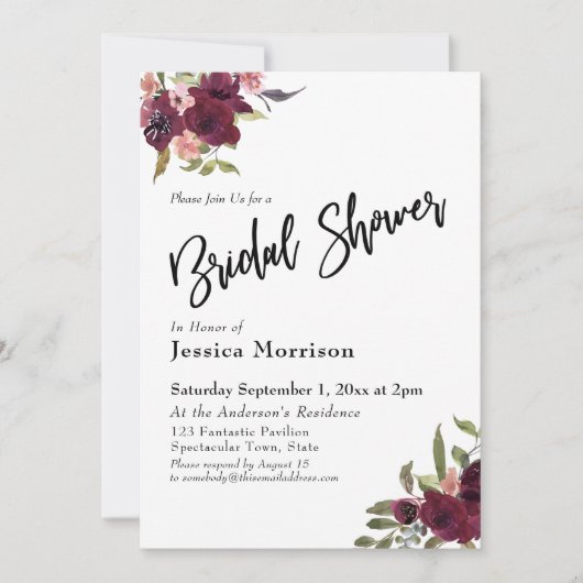 Waterverf Bloemen Vrijgezellenfeest Typografie Kaart (Voorkant)