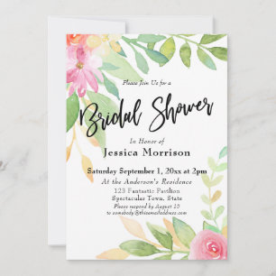 Waterverf Bloemen Vrijgezellenfeest Typografie Kaart