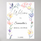 Waterverf bloemen - vrijgezellenfeest welkomstbord poster (Voorkant)