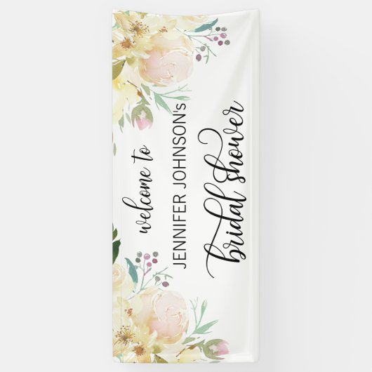 Waterverf Bloemen Vrijgezellenfeest WELKOMSTTEKEN Spandoek (Verticaal)