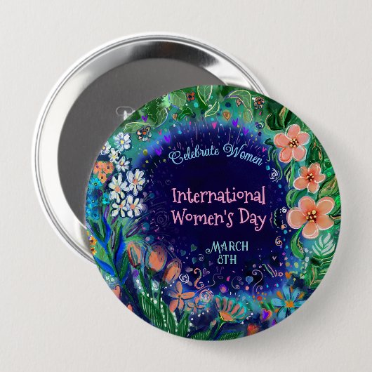 Waterverf Bloemen Vrouwendag Button (Voorkant /achterkant)