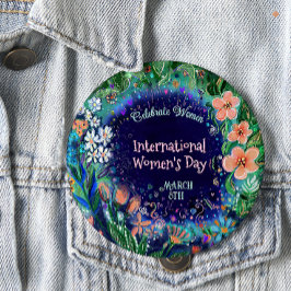Waterverf Bloemen Vrouwendag Button
