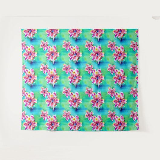  Waterverf bloemen Wandkleed (Voorkant (horizontaal))