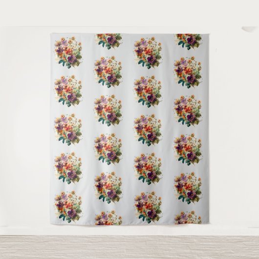 Waterverf bloemen wandkleed (Voorkant)