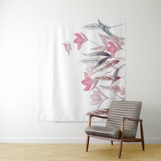 Waterverf bloemen wandkleed (In situ)