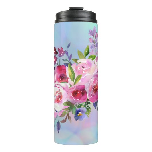 Waterverf Bloemen Water Fles Thermal Tumbler (Voorkant)