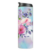 Waterverf Bloemen Water Fles Thermal Tumbler (Geroteerd rechts)