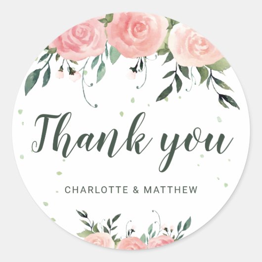 Waterverf bloemen Weddenschap Ronde Sticker (Voorkant)