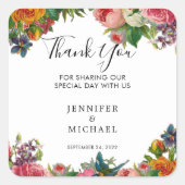 Waterverf  bloemen Weddenschap Vierkante Sticker (Voorkant)