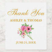 Waterverf bloemen Weddenschap Wijn Etiket (Enkel label)