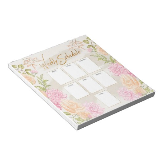 Waterverf Bloemen Weekblad Planner Notitieblok (Schuin)