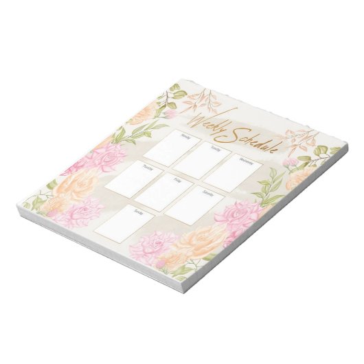 Waterverf Bloemen Weekblad Planner Notitieblok (Linkerzijde)