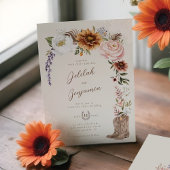 Waterverf Bloemen Western Cowboy Boots Bruiloft Kaart