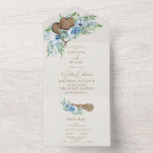 Waterverf Bloemen Western Cowboy Pet Bruiloft All In One Uitnodiging (Binnen)