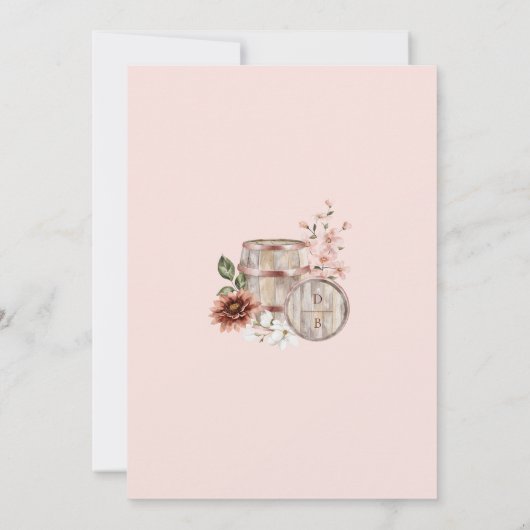 Waterverf Bloemen Western Monogram Crest Bruiloft Kaart (Achterkant)