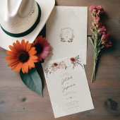 Waterverf Bloemen Western Monogram Crest Bruiloft Kaart