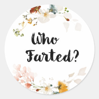 Waterverf bloemen WIE FARTED? Ronde Sticker