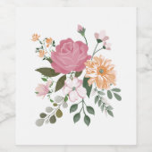 Waterverf bloemen wijn etiket (Enkel label)