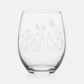 Waterverf bloemen wijnglas zonder voet (Achterkant)