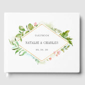 Waterverf Bloemen Wild Groen Bladgroen Bruiloft Gastenboek (Voorkant)