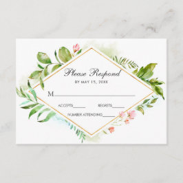 Waterverf Bloemen Wild Groen Bladgroen Bruiloft RS RSVP Kaartje