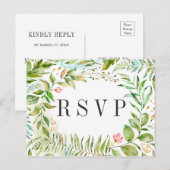 Waterverf Bloemen Wild Groen Bladgroen Bruiloft RS Uitnodiging Briefkaart (Voorkant / Achterkant)