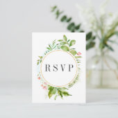 Waterverf Bloemen Wild Groen Bladgroen Bruiloft RS Uitnodiging Briefkaart (Staand voorkant)