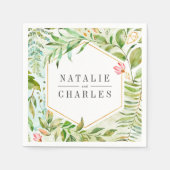 Waterverf Bloemen Wild Groen Bladgroen Bruiloft Servet (Voorkant)