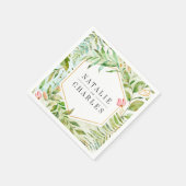 Waterverf Bloemen Wild Groen Bladgroen Bruiloft Servet (Hoek)