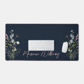 waterverf Bloemen Wildbloemen Deep Blue Botanical Bureaumat (Keyboard & Muis)