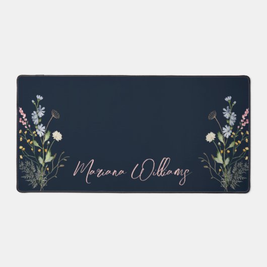 waterverf Bloemen Wildbloemen Deep Blue Botanical Bureaumat (Voorkant)