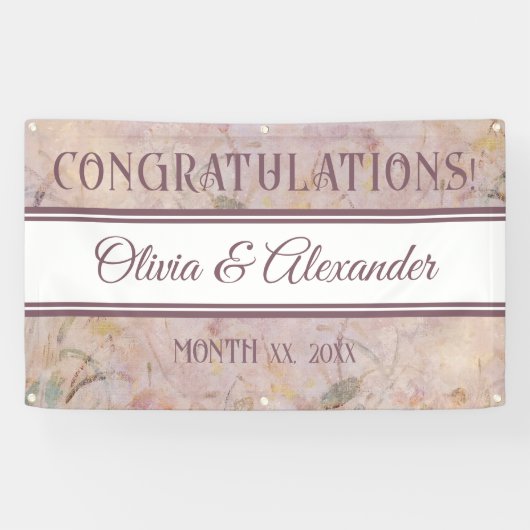 Waterverf Bloemen Wildbloemen Huwelijksreceptie Spandoek (Horizontaal)