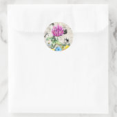 Waterverf Bloemen, Wildbloemen,  krant Ronde Sticker (Tas)