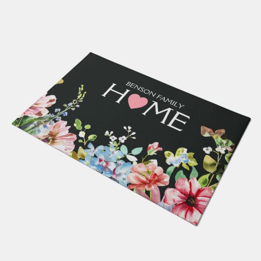 Waterverf Bloemen Wildbloemen Moderne familienaam Deurmat (Schuin)