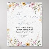 Waterverf Bloemen Wildbloemen Mom-osa Bar Poster (Voorkant)