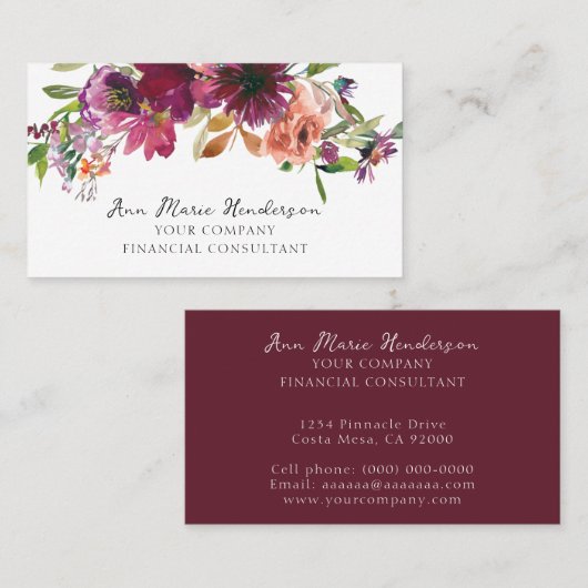 Waterverf Bloemen Wilde Bloemen Visitekaartje (Voorkant / Achterkant)