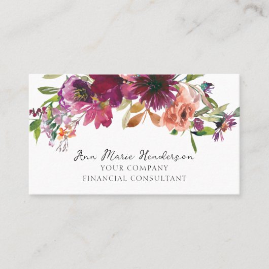 Waterverf Bloemen Wilde Bloemen Visitekaartje (Voorkant)
