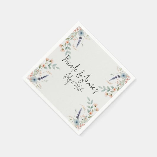 Waterverf Bloemen Wildflower Spring Bruids bruilof Servet (Hoek)