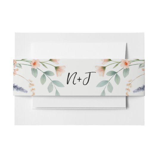 Waterverf Bloemen Wildflower Spring Bruids bruilof Uitnodigingen Wikkel (Voorkant Voorbeeld)