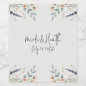 Waterverf Bloemen Wildflower Spring Bruids bruilof Wijn Etiket (Enkel label)